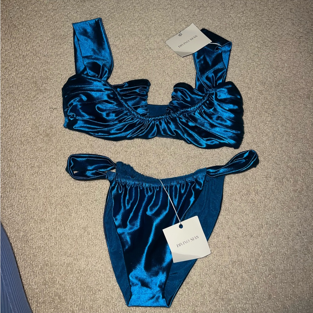 Sky Blue Satin Bikini Set by Sky Swimwear